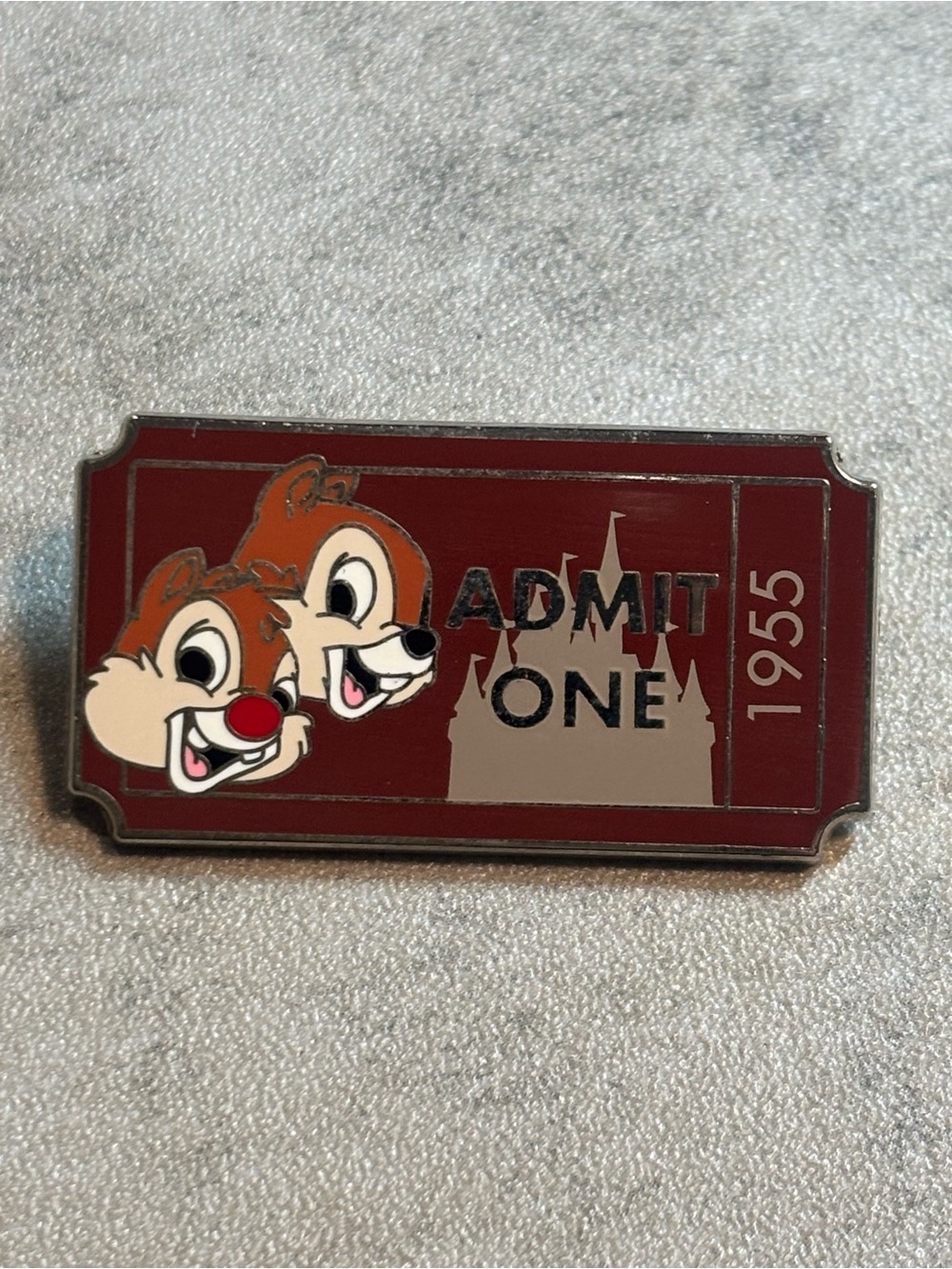 Disney Pin Limited Release Mistery Pin Chip & Dale "Admit One" 1971